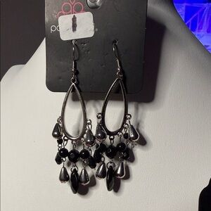 Elegant Black and Silver Dangle Earrings